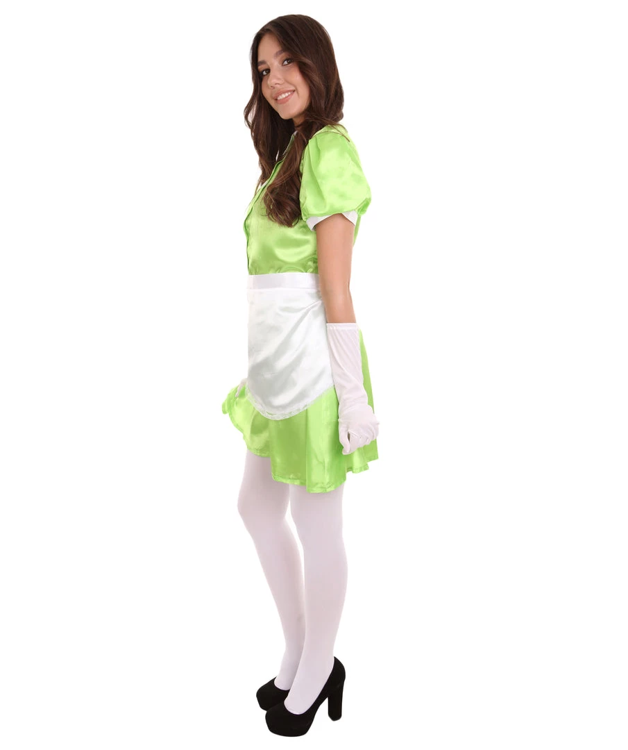 HPO Adult Women's French Apron Maid Uniform Costume | Lime Cosplay Costume 3 HPO Adult Women's French Apron Maid Uniform Costume | Lime Cosplay Costume