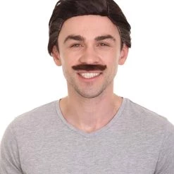 HPO Movie Day Of The Dead Mens Wig And Mustache Set | Premium Breathable Capless Cap Men's