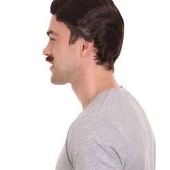 HPO Movie Day Of The Dead Mens Wig And Mustache Set | Premium Breathable Capless Cap Men's