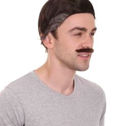 HPO Movie Day Of The Dead Mens Wig And Mustache Set | Premium Breathable Capless Cap Men's