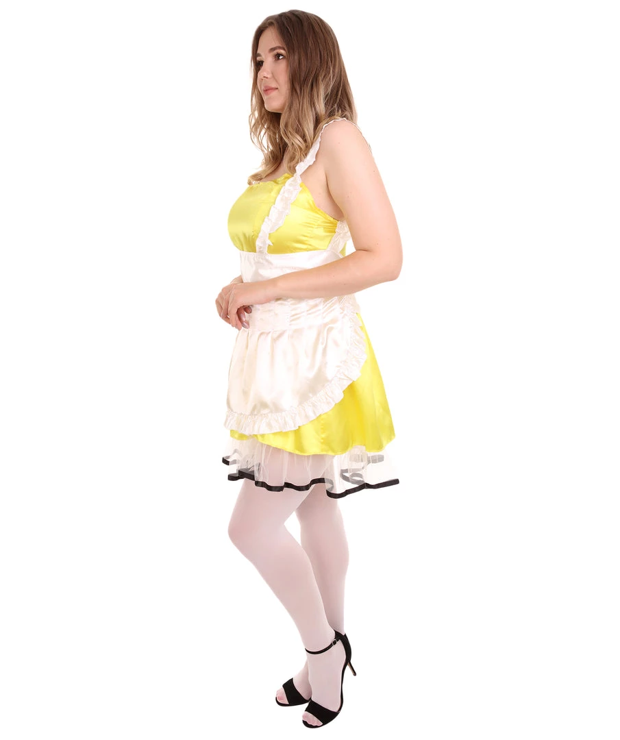 HPO Adult Women's Sexy French Maid Uniform Costume | Yellow Cosplay Costume 5 HPO Adult Women's Sexy French Maid Uniform Costume | Yellow Cosplay Costume