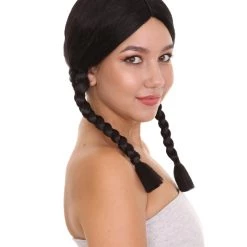 HPO Women's Native American Braided Womens Wig |Black Traditional TV/Movie Cosplay Halloween Wig | Premium Breathable Capless Cap