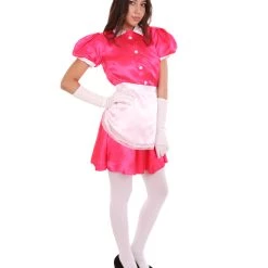 HPO Adult Women's French Apron Maid Uniform Costume | Pink Cosplay Costume 14 HPO Adult Women's French Apron Maid Uniform Costume | Pink Cosplay Costume