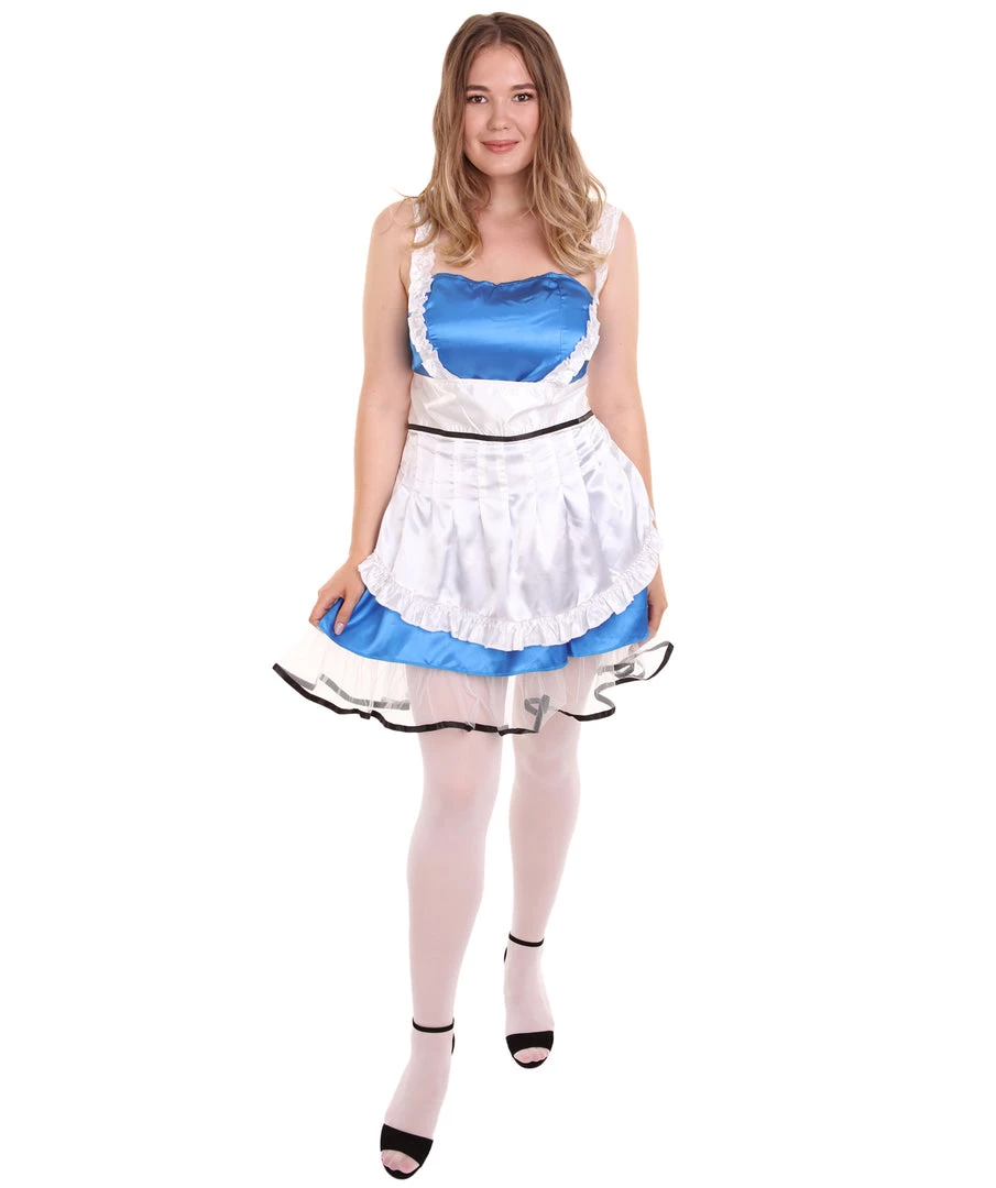 HPO Adult Women's Sexy French Maid Uniform Costume | Royal Blue Cosplay Costume 1 HPO Adult Women's Sexy French Maid Uniform Costume | Royal Blue Cosplay Costume