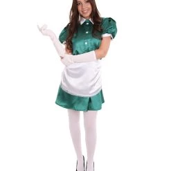 HPO Adult Women's French Apron Maid Uniform Costume | Dark Green Cosplay Costume