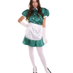 HPO Adult Women's French Apron Maid Uniform Costume | Dark Green Cosplay Costume