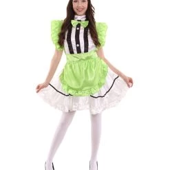 HPO Adult Women's Anime Cosplay French Maid Fancy Uniform Costume | Lime Cosplay Costume