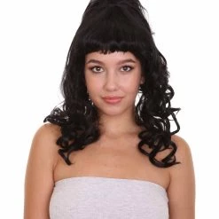 HPO Women's 60's Curly Beehive Womens Wig | Black Vintage Wig | Premium Breathable Capless Cap