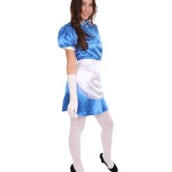 HPO Adult Women's French Apron Maid Uniform Costume | Royal Blue Cosplay Costume