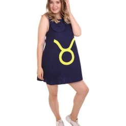 HPO Adult Women's 12 Constellation Of Taurus Party Troll Dress Costume | Blue Halloween Costume