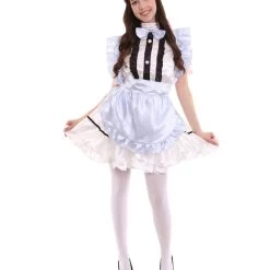 HPO Adult Women's Anime Cosplay French Maid Fancy Uniform Costume | Light Blue Cosplay Costume