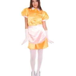 HPO Adult Women's French Apron Maid Uniform Costume | Orange Cosplay Costume