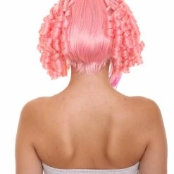 HPO Lolity Short Curly Womens Wig | Neon Pink Curly Fashion Glamour Wig | Premium Breathable Capless Cap Women's