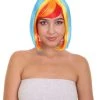 HPO Rainbow Bob Womens Wig | Party Ready Fancy Cosplay Halloween Wig | Premium Breathable Capless Cap