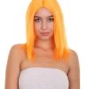 HPO Glamour Womens Wig | Orange Stage/Event Fancy Halloween Wig | Premium Breathable Capless Cap