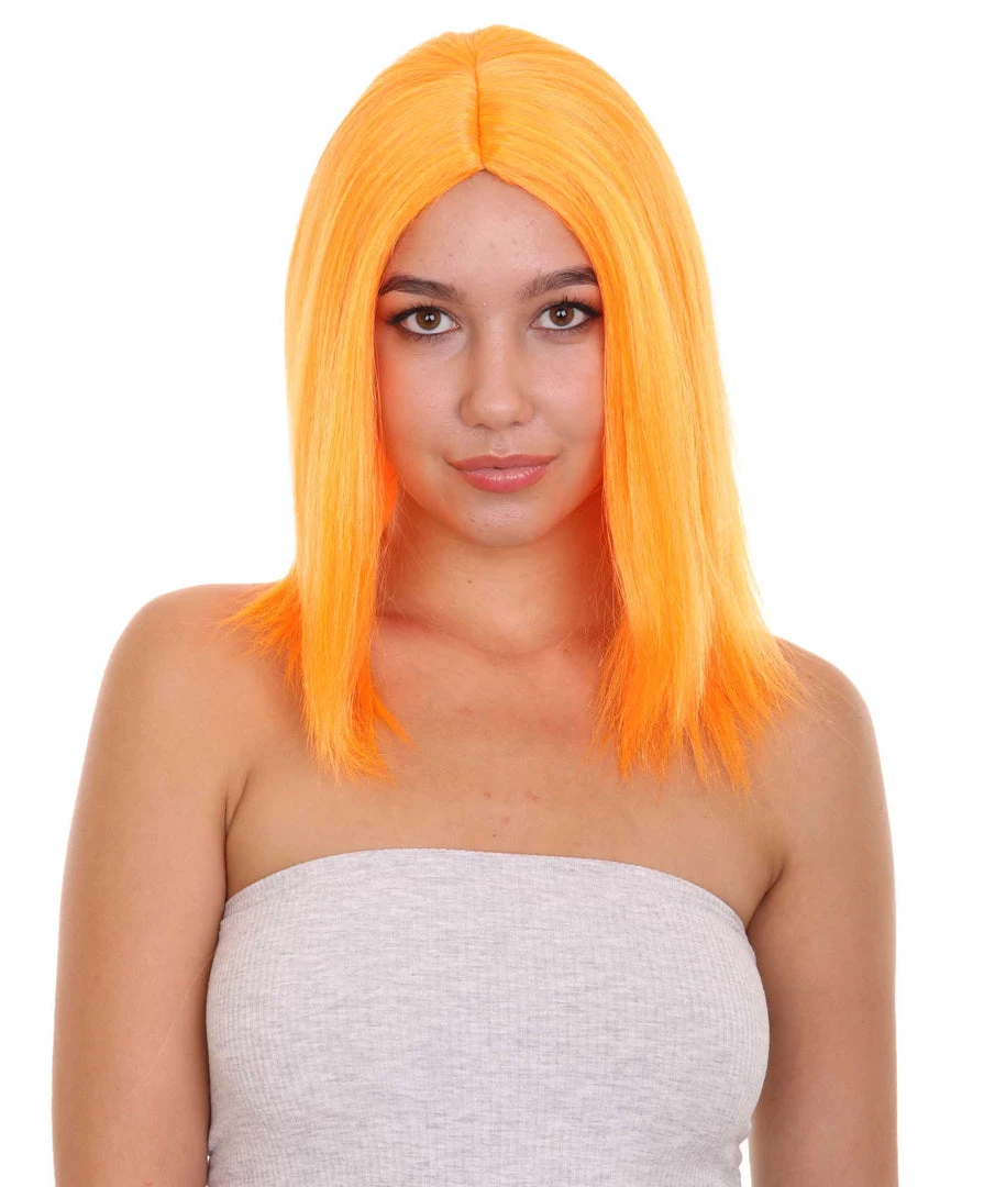 HPO Glamour Womens Wig | Orange Stage/Event Fancy Halloween Wig | Premium Breathable Capless Cap 1 HPO Glamour Womens Wig | Orange Stage/Event Fancy Halloween Wig | Premium Breathable Capless Cap