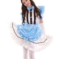 HPO Adult Women's Anime Cosplay French Maid Fancy Uniform Costume | Medium Blue Cosplay Costume