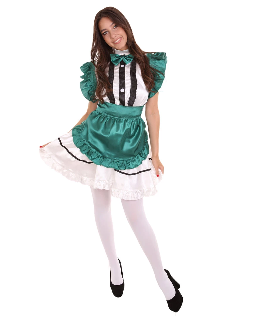 HPO Adult Women's Anime Cosplay French Maid Fancy Uniform Costume | Dark Green Cosplay Costume 1 HPO Adult Women's Anime Cosplay French Maid Fancy Uniform Costume | Dark Green Cosplay Costume