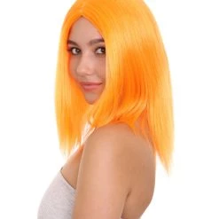 HPO Glamour Womens Wig | Orange Stage/Event Fancy Halloween Wig | Premium Breathable Capless Cap