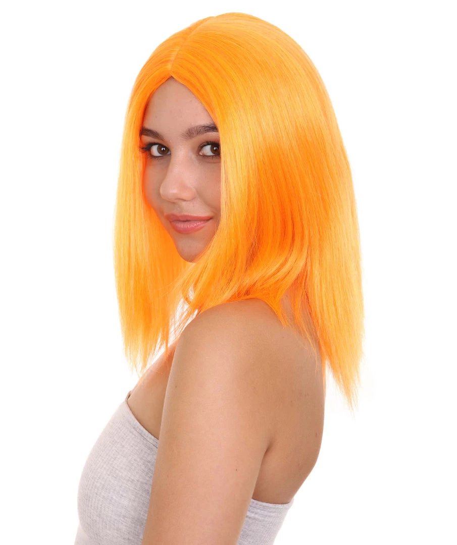HPO Glamour Womens Wig | Orange Stage/Event Fancy Halloween Wig | Premium Breathable Capless Cap 2 HPO Glamour Womens Wig | Orange Stage/Event Fancy Halloween Wig | Premium Breathable Capless Cap