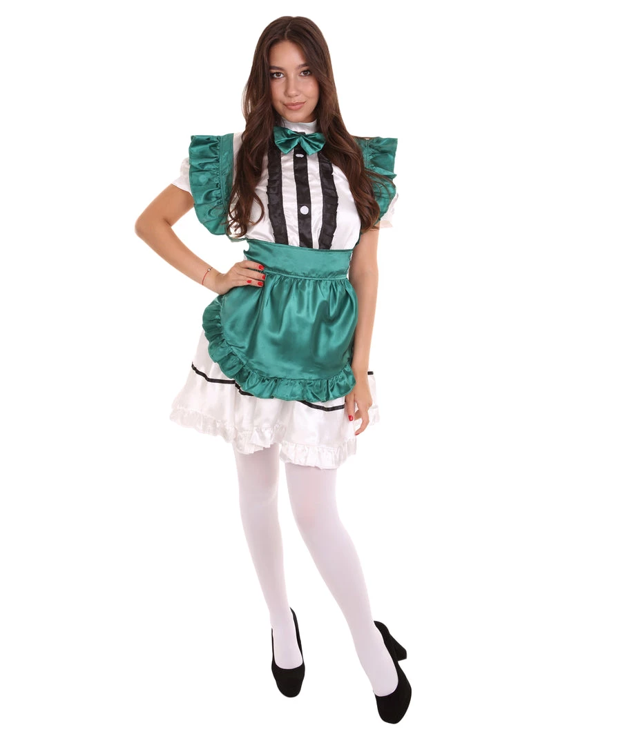 HPO Adult Women's Anime Cosplay French Maid Fancy Uniform Costume | Dark Green Cosplay Costume 2 HPO Adult Women's Anime Cosplay French Maid Fancy Uniform Costume | Dark Green Cosplay Costume