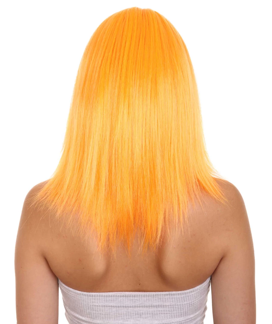 HPO Glamour Womens Wig | Orange Stage/Event Fancy Halloween Wig | Premium Breathable Capless Cap 4 HPO Glamour Womens Wig | Orange Stage/Event Fancy Halloween Wig | Premium Breathable Capless Cap