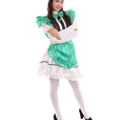 HPO Adult Women's Anime Cosplay French Maid Fancy Uniform Costume | Green Cosplay Costume 15 HPO Adult Women's Anime Cosplay French Maid Fancy Uniform Costume | Green Cosplay Costume