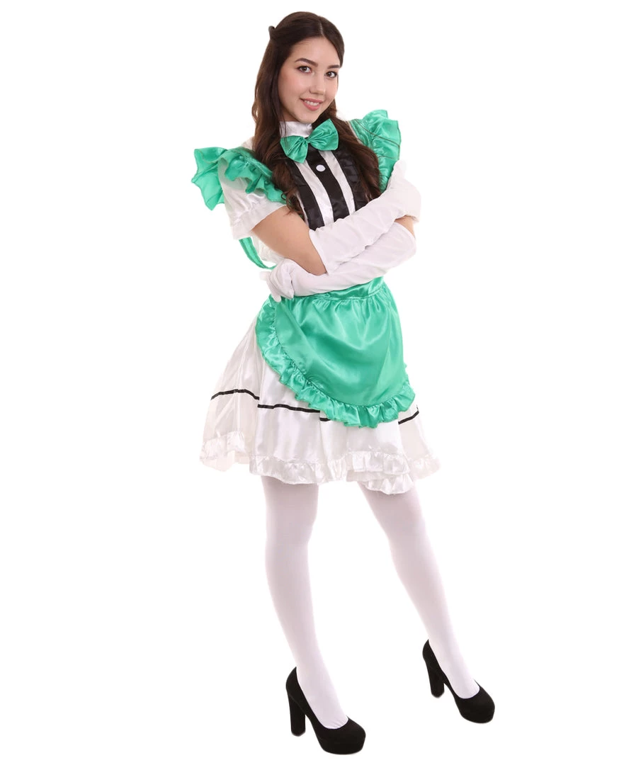 HPO Adult Women's Anime Cosplay French Maid Fancy Uniform Costume | Green Cosplay Costume 7 HPO Adult Women's Anime Cosplay French Maid Fancy Uniform Costume | Green Cosplay Costume