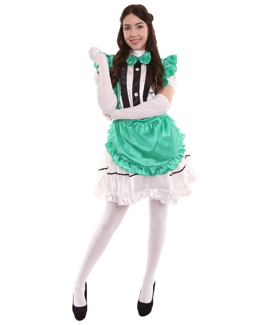 HPO Adult Women's Anime Cosplay French Maid Fancy Uniform Costume | Green Cosplay Costume 2 HPO Adult Women's Anime Cosplay French Maid Fancy Uniform Costume | Green Cosplay Costume