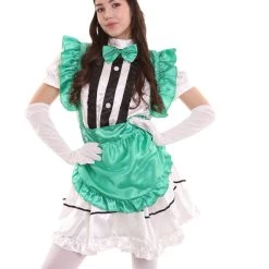 HPO Adult Women's Anime Cosplay French Maid Fancy Uniform Costume | Green Cosplay Costume 16 HPO Adult Women's Anime Cosplay French Maid Fancy Uniform Costume | Green Cosplay Costume