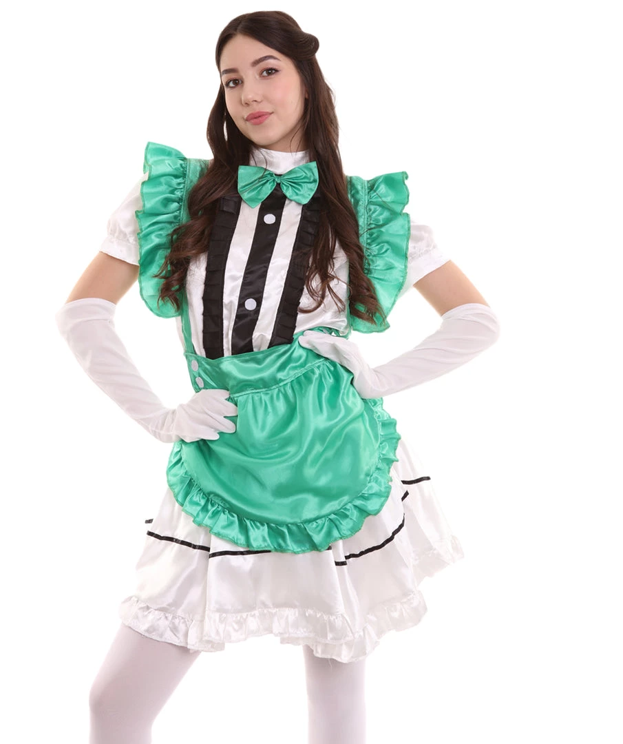 HPO Adult Women's Anime Cosplay French Maid Fancy Uniform Costume | Green Cosplay Costume 8 HPO Adult Women's Anime Cosplay French Maid Fancy Uniform Costume | Green Cosplay Costume
