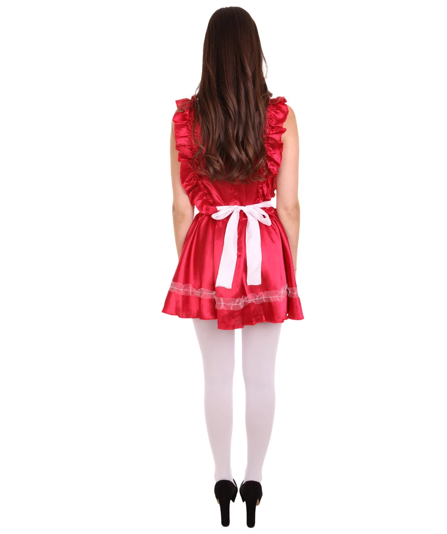 HPO Adult Women's Naught French Maid Uniform Costume | Dark Red Cosplay Costume 5 HPO Adult Women's Naught French Maid Uniform Costume | Dark Red Cosplay Costume