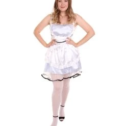 HPO Adult Women's Sexy French Maid Uniform Costume | Light Blue Cosplay Costume