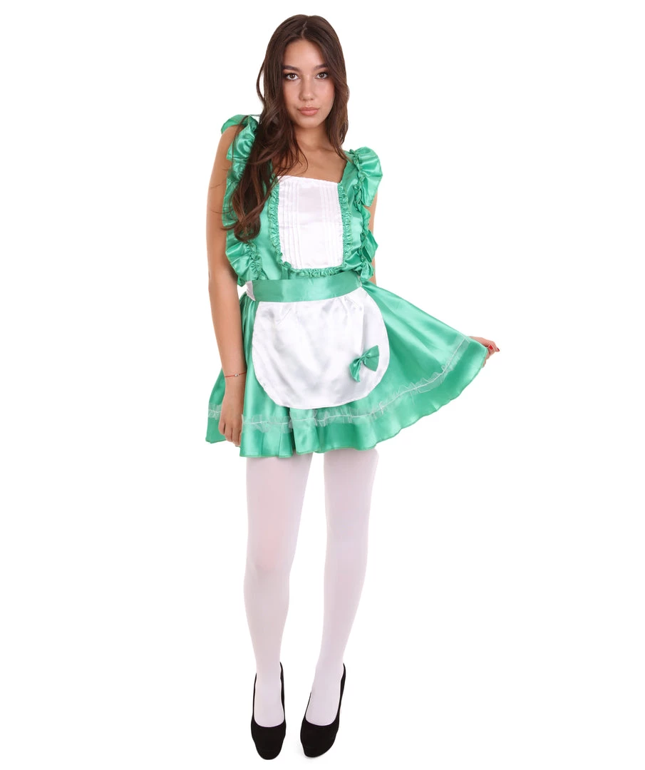 HPO Adult Women's Naught French Maid Uniform Costume | Green Cosplay Costume 8 HPO Adult Women's Naught French Maid Uniform Costume | Green Cosplay Costume