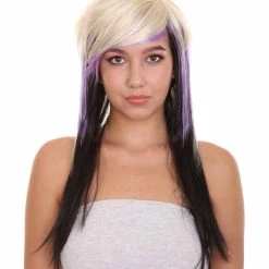 HPO Long Spiky Vampire Womens Wig | TriColor Horror Ghostly Halloween Wig | Premium Breathable Capless Cap