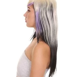 HPO Long Spiky Vampire Womens Wig | TriColor Horror Ghostly Halloween Wig | Premium Breathable Capless Cap