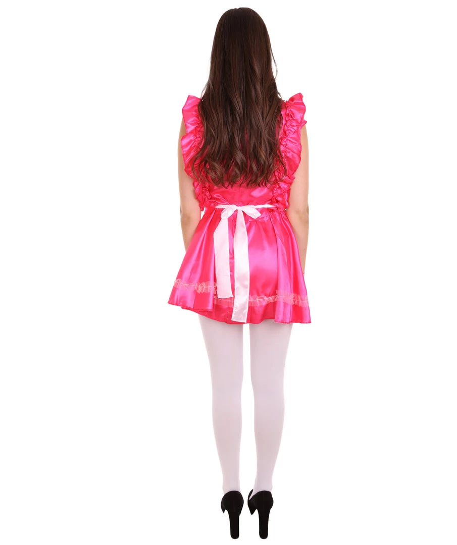 HPO Adult Women's Naught French Maid Uniform Costume | Dark Pink Cosplay Costume 5 HPO Adult Women's Naught French Maid Uniform Costume | Dark Pink Cosplay Costume