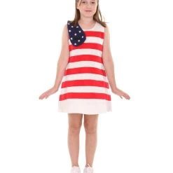 FLAGWIGS Child's Girl 4th Of July Independence Day Flag Troll Dress Costume Costume | Patriotic Cosplay Costume Kids