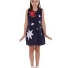 FLAGWIGS Child's Girl Patriotic Celebratory Australian Flag Troll Dress Costume | Patriotic Cosplay Costume