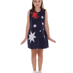 FLAGWIGS Child's Girl Patriotic Celebratory Australian Flag Troll Dress Costume | Patriotic Cosplay Costume