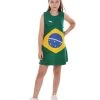 FLAGWIGS Child's Girl Brazilian Flag Troll Dress Costume | Patriotic Cosplay Costume