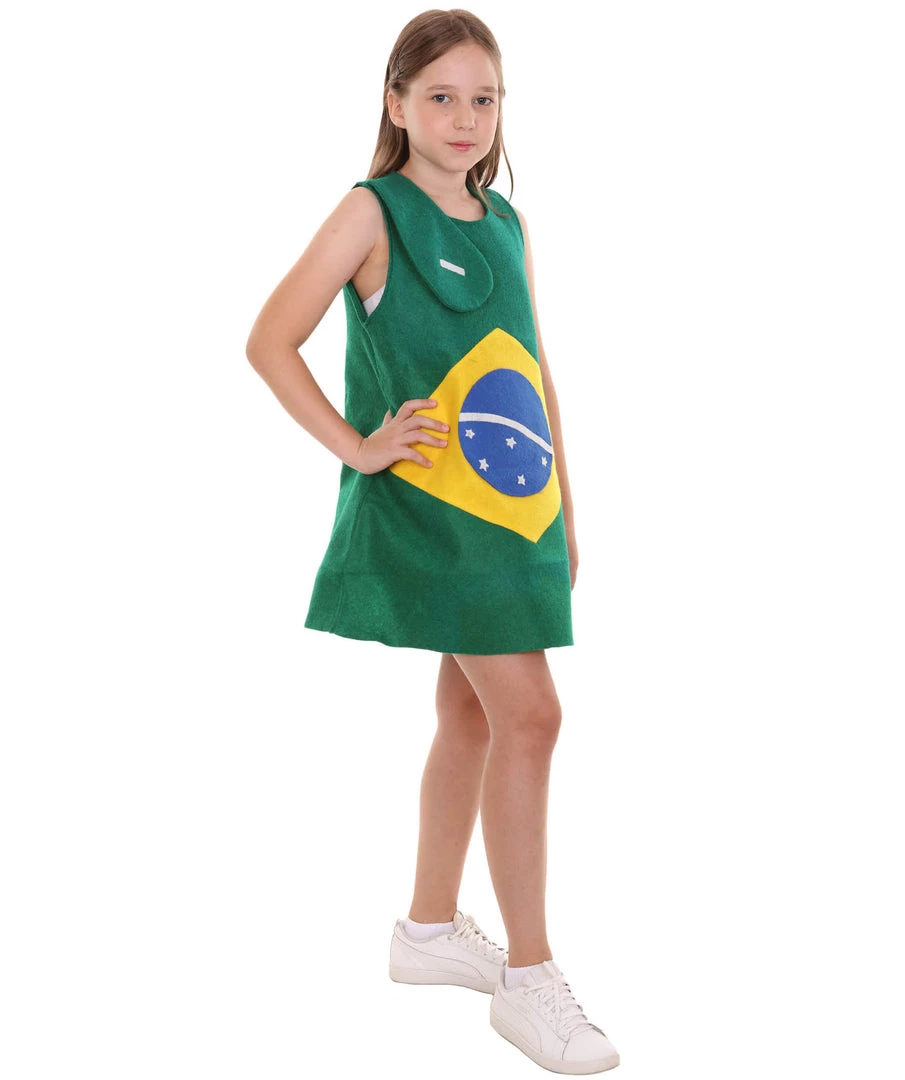 FLAGWIGS Child's Girl Brazilian Flag Troll Dress Costume | Patriotic Cosplay Costume 5 FLAGWIGS Child's Girl Brazilian Flag Troll Dress Costume | Patriotic Cosplay Costume