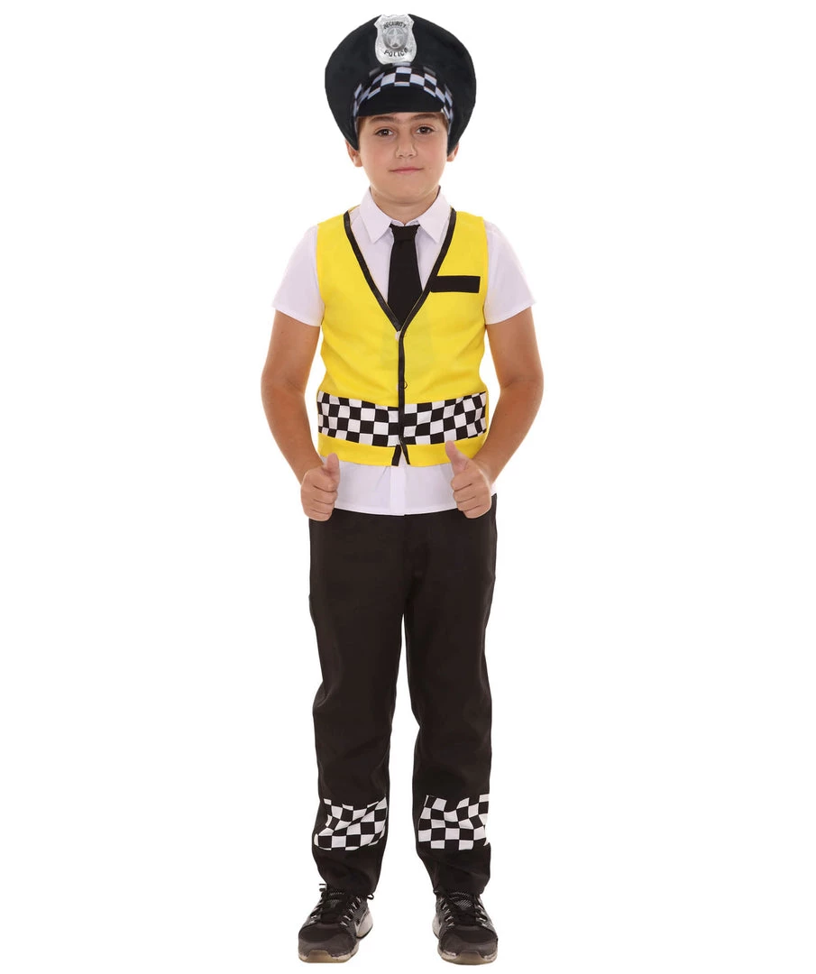 HPO Child's Cop Costume | Yellow And Black Cosplay Costume 1 HPO Child's Cop Costume | Yellow And Black Cosplay Costume