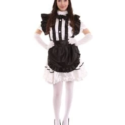 HPO Adult Women's Anime Cosplay French Maid Fancy Uniform Costume | Black Cosplay Costume