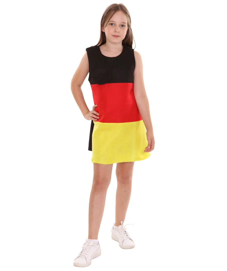 FLAGWIGS Child's Girl Patriotic Celebratory German Flag Troll Dress Costume | Tri Color Cosplay Costume 1 FLAGWIGS Child's Girl Patriotic Celebratory German Flag Troll Dress Costume | Tri Color Cosplay Costume