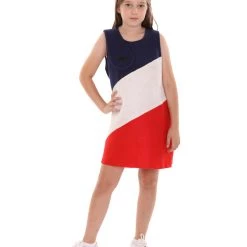 FLAGWIGS Kids Child's Girl Patriotic Celebratory French Flag Troll Dress Costume | Tricolor Cosplay Costume