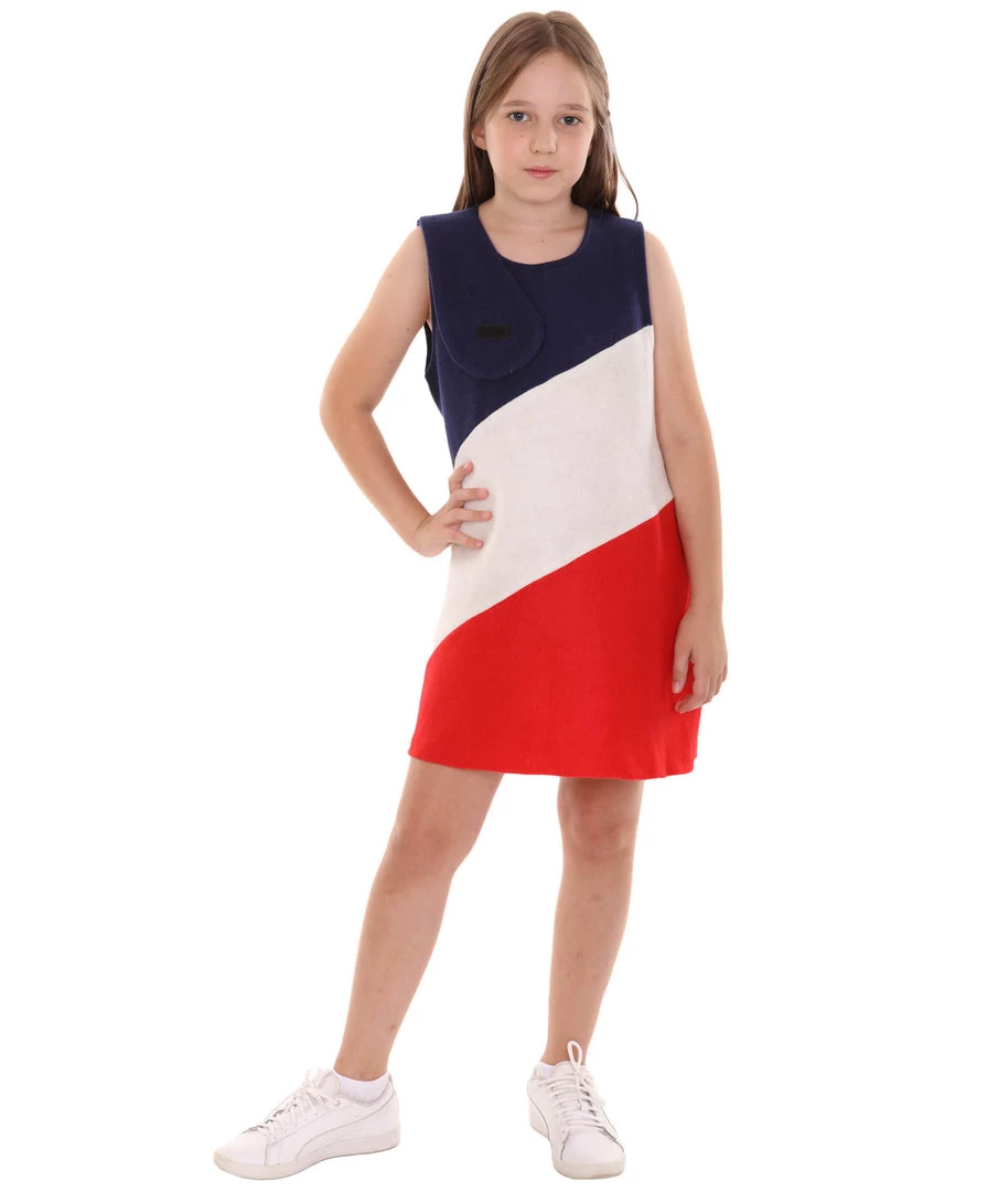 FLAGWIGS Kids Child's Girl Patriotic Celebratory French Flag Troll Dress Costume | Tricolor Cosplay Costume 1 FLAGWIGS Kids Child's Girl Patriotic Celebratory French Flag Troll Dress Costume | Tricolor Cosplay Costume