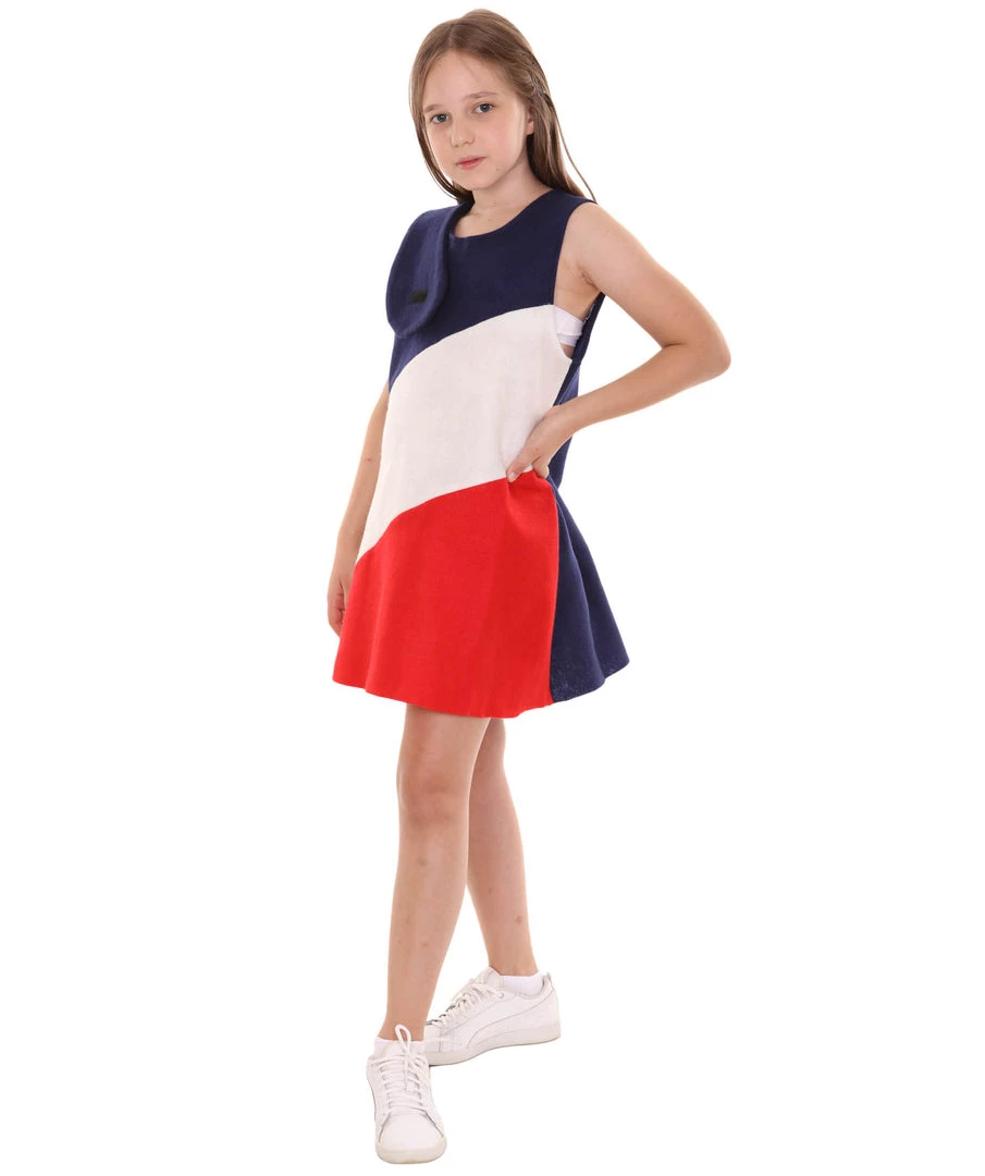 FLAGWIGS Kids Child's Girl Patriotic Celebratory French Flag Troll Dress Costume | Tricolor Cosplay Costume 3 FLAGWIGS Kids Child's Girl Patriotic Celebratory French Flag Troll Dress Costume | Tricolor Cosplay Costume