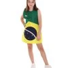 FLAGWIGS Kids Child's Girl Patriotic Celebratory Brazilian Flag Troll Dress Costume | Patriotic Cosplay Costume
