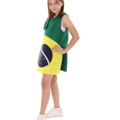 FLAGWIGS Kids Child's Girl Patriotic Celebratory Brazilian Flag Troll Dress Costume | Patriotic Cosplay Costume
